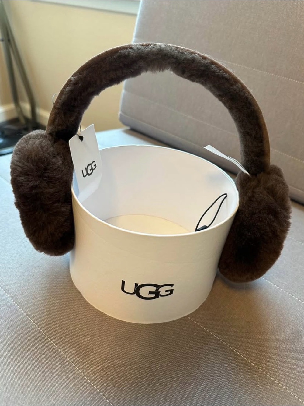 UGG Chocolate Brown Shearling On-Ear Headband Ear Warmers